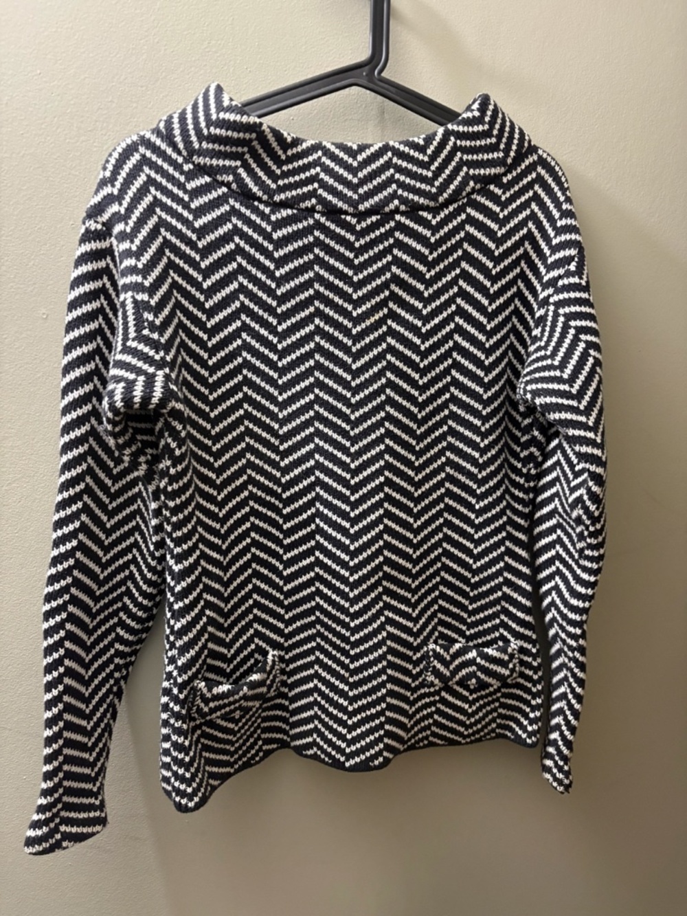 Tracy Reese Black & White Chevron Knit Blazer Op Art Graphic